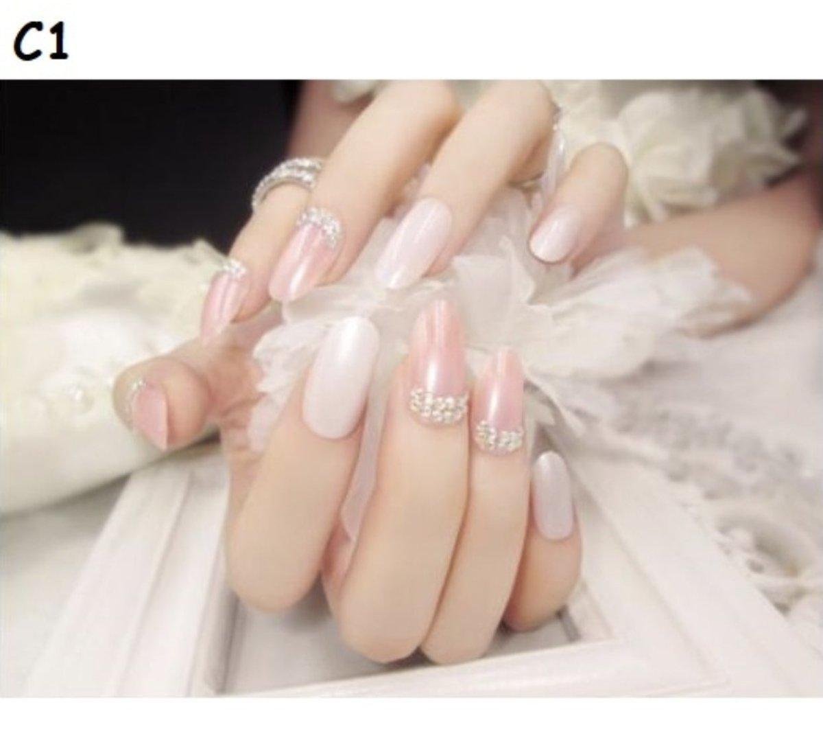 Nail painting, phototherapy nail patch, rhinestone three-dimensional carving, 24 pieces boxed with nail glue RP-0000026 - CHL-STORE 