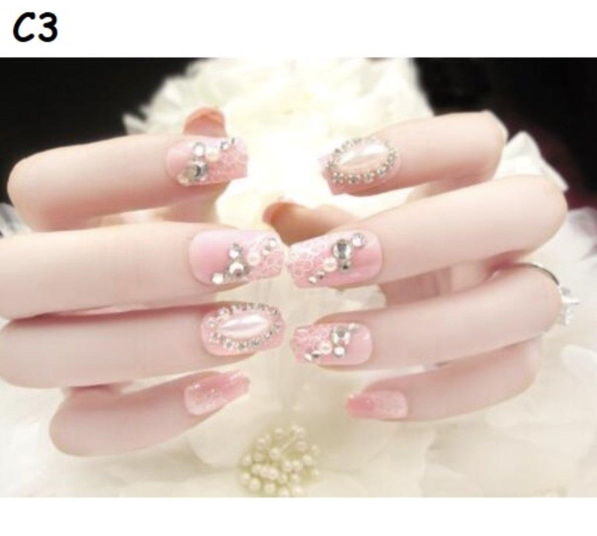 Nail painting, phototherapy nail patch, rhinestone three-dimensional carving, 24 pieces boxed with nail glue RP-0000026 - CHL-STORE 
