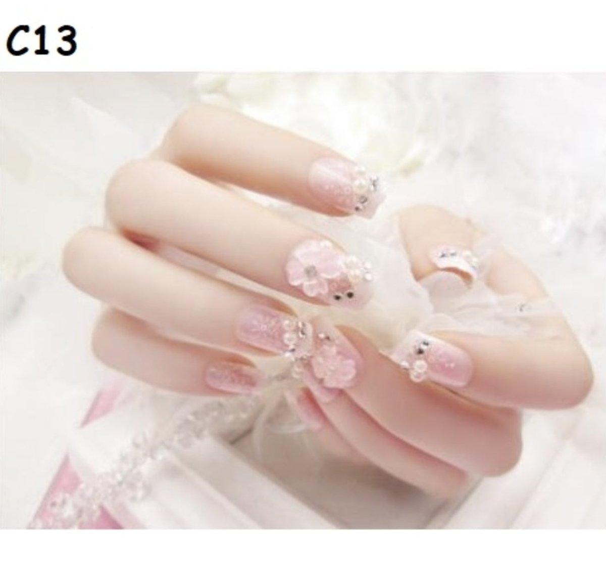 Nail painting, phototherapy nail patch, rhinestone three-dimensional carving, 24 pieces boxed with nail glue RP-0000026 - CHL-STORE 