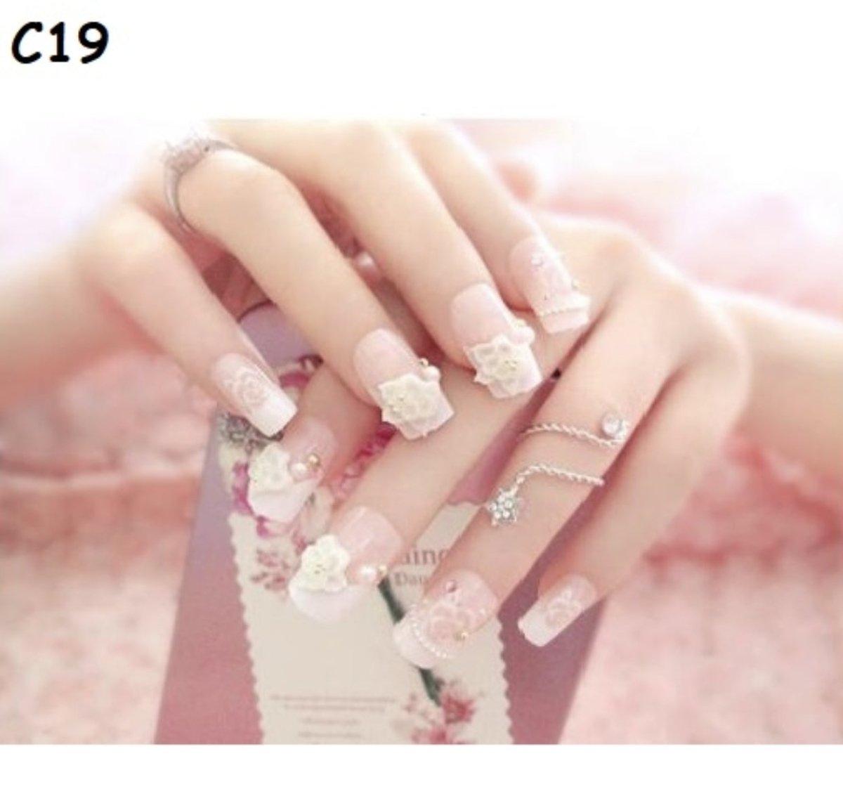 Nail painting, phototherapy nail patch, rhinestone three-dimensional carving, 24 pieces boxed with nail glue RP-0000026 - CHL-STORE 