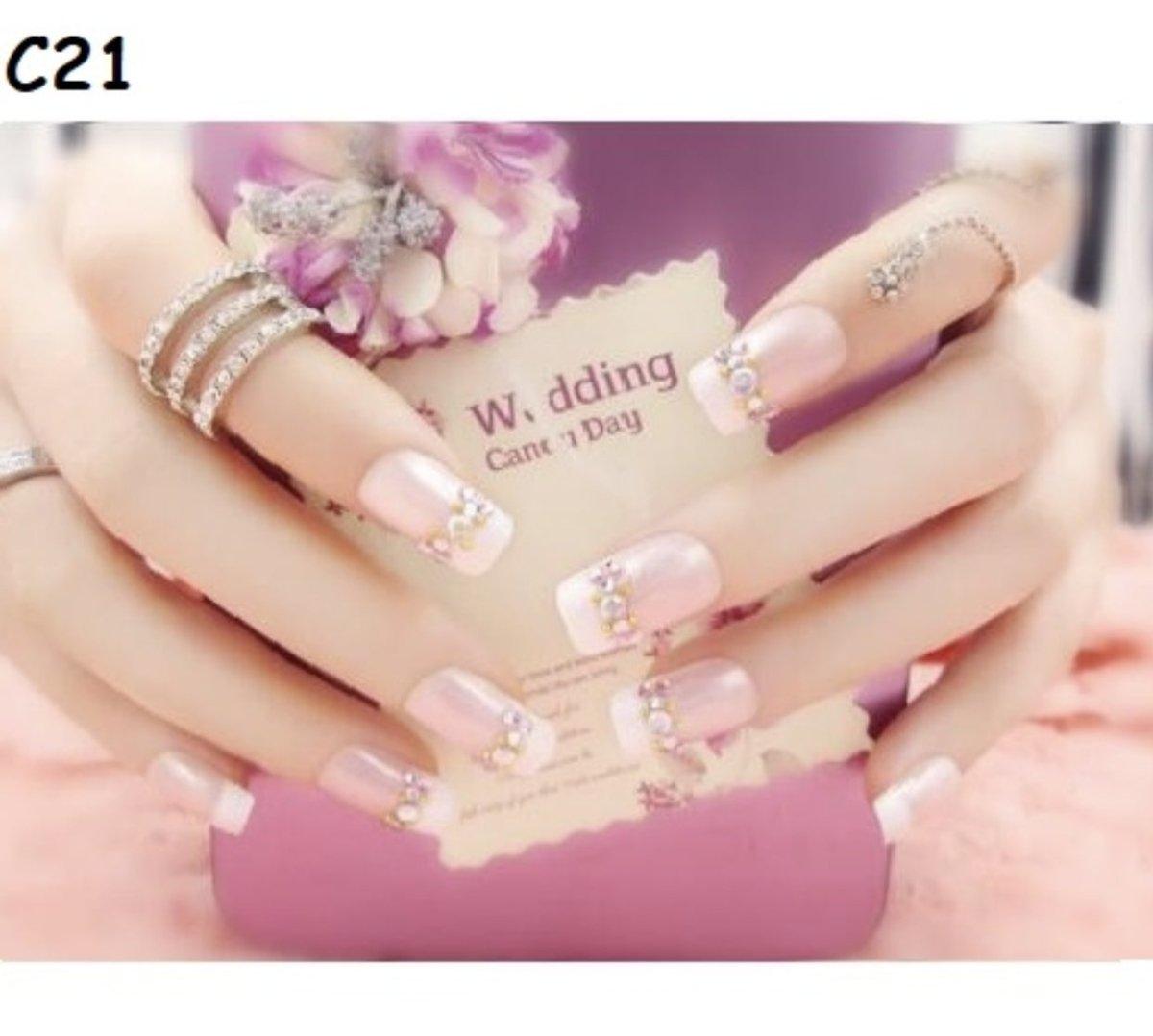 Nail painting, phototherapy nail patch, rhinestone three-dimensional carving, 24 pieces boxed with nail glue RP-0000026 - CHL-STORE 