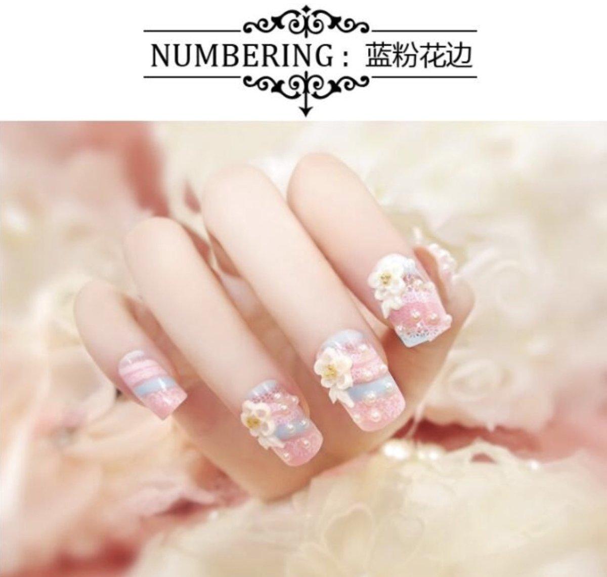 Nail painting, phototherapy nail patch, rhinestone three-dimensional carving, 24 pieces boxed with nail glue RP-0000026 - CHL-STORE 