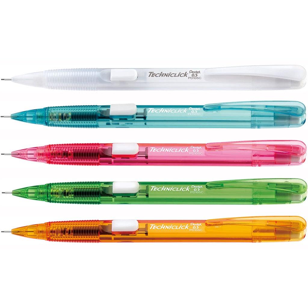PENTEL TECHNICLICK PD105C Jelly Translucent Side Press Mechanical Pencil 0.5MM White - CHL-STORE 