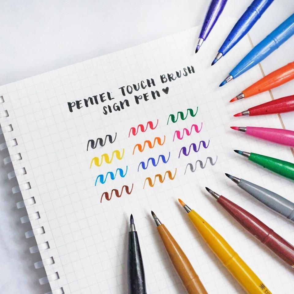 Pentel TOUCH BRUSH UP 6-color group 12-color group new color soft painting pen art pen color pen painting SES15C - CHL-STORE 
