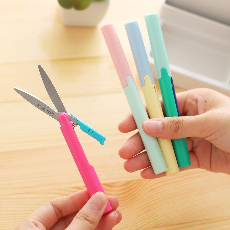 PLUS SC-130P Twiggy Portable Scissors Pen Scissors Stainless Steel Scissors Mini Scissors Candy Color 34-57 - CHL-STORE 