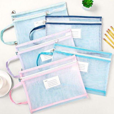 Portable Double Layer Document Mesh Bag A4 Storage Bag - CHL-STORE 