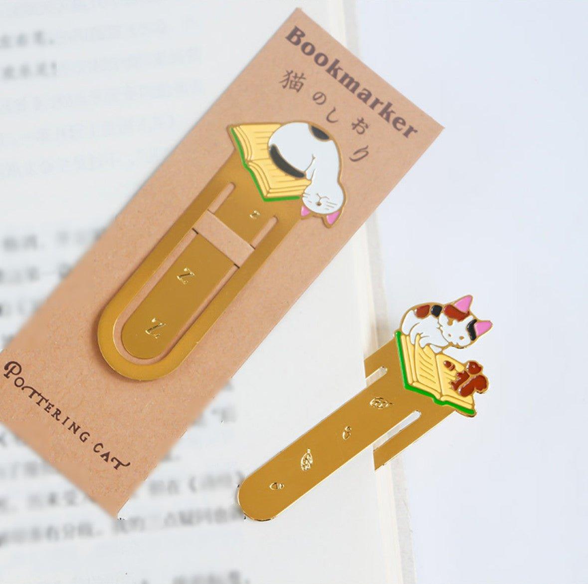 Pottering cat Cat Bookmark Brass Cat Bookmark Cat Metal Bookmark Cat Shape Bookmark Cat Bookmark Holder Cat Family NP-HEZQI-905 - CHL-STORE 