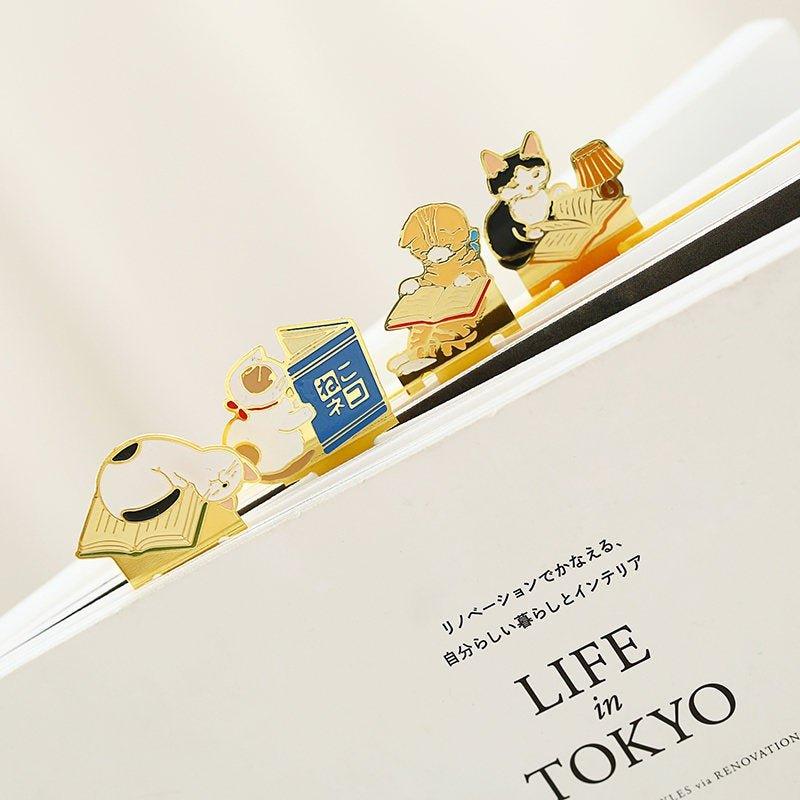 Pottering cat Cat Bookmark Brass Cat Bookmark Cat Metal Bookmark Cat Shape Bookmark Cat Bookmark Holder Cat Family NP-HEZQI-905 - CHL-STORE 