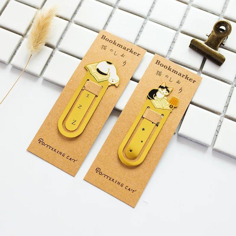 Pottering cat Cat Bookmark Brass Cat Bookmark Cat Metal Bookmark Cat Shape Bookmark Cat Bookmark Holder Cat Family NP-HEZQI-905 - CHL-STORE 