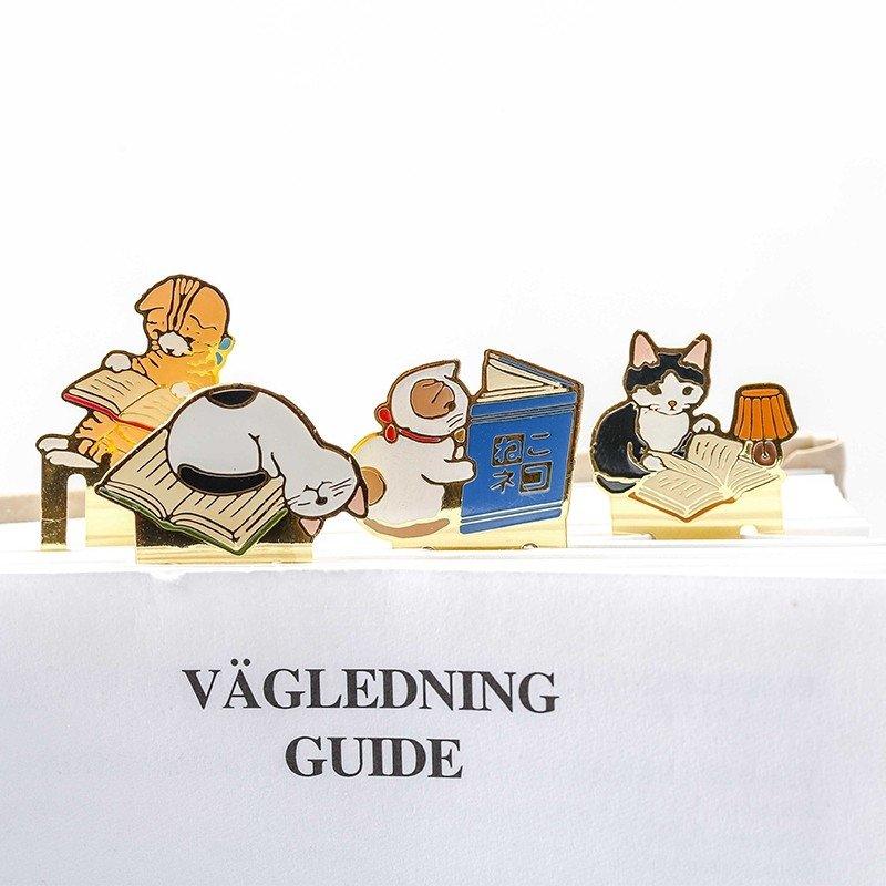 Pottering cat Cat Bookmark Brass Cat Bookmark Cat Metal Bookmark Cat Shape Bookmark Cat Bookmark Holder Cat Family NP-HEZQI-905 - CHL-STORE 