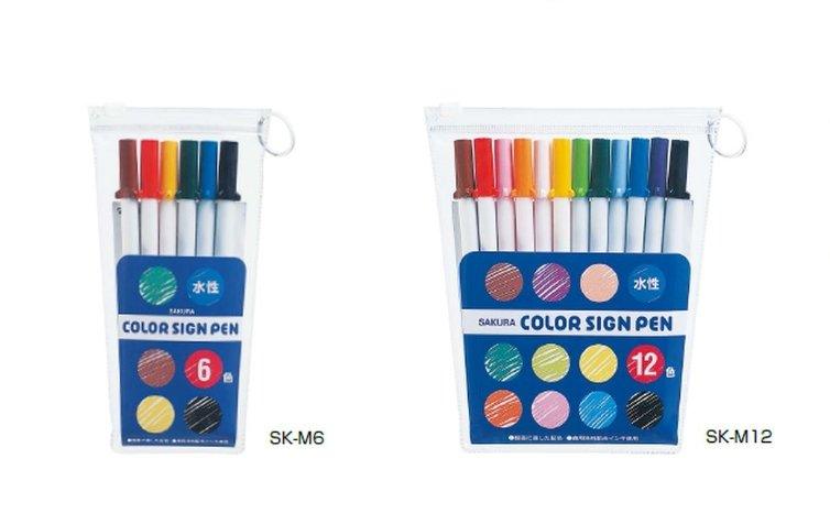 (Pre-Order) SAKURA SK-M6 SK-M12 Water-based Marker 1.0mm Color Sign Pen Set / 6-Colors Set /12-Colors Set - CHL-STORE 