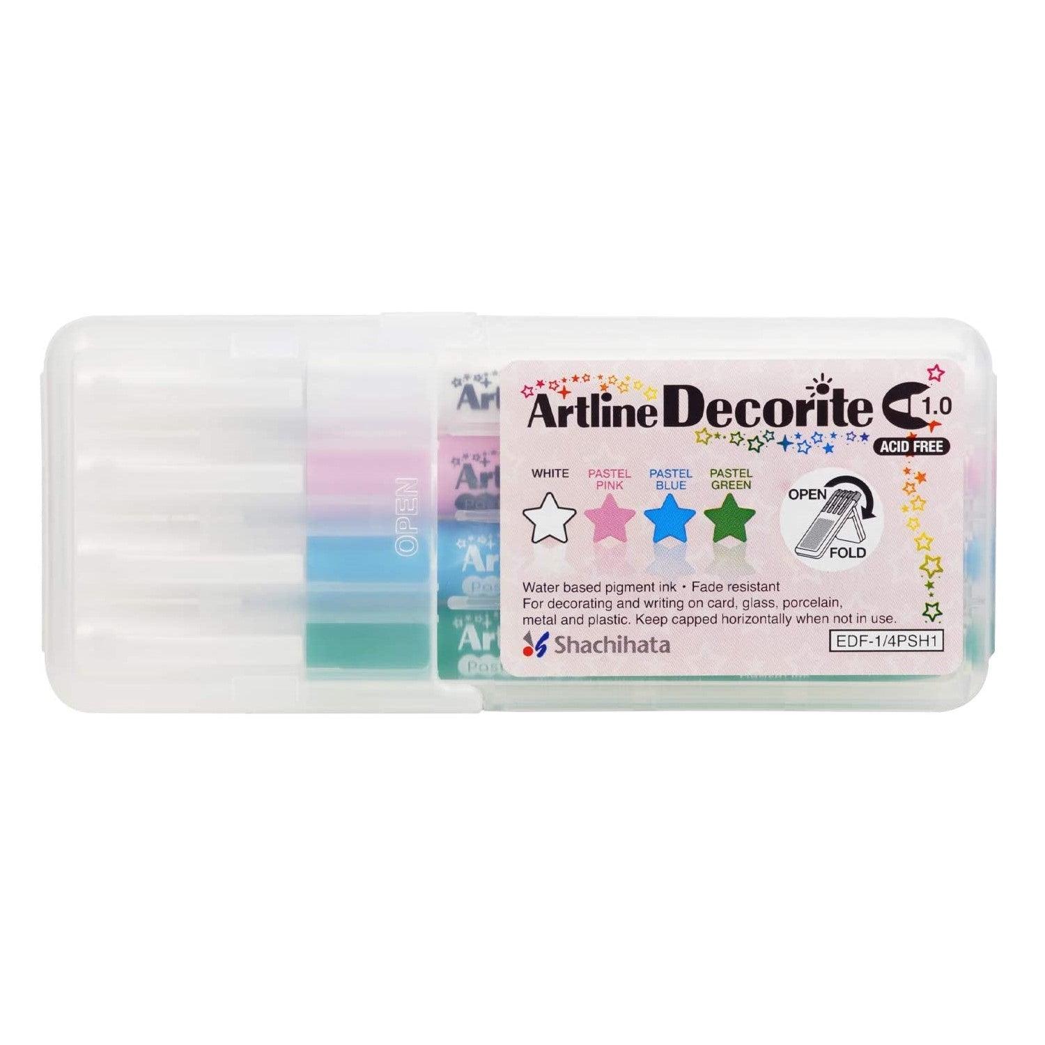 (Pre-Order) SHACHIHATA Artline 1mm Deco Light Round 1 4 Color Set EDF-1/4PSH - CHL-STORE 
