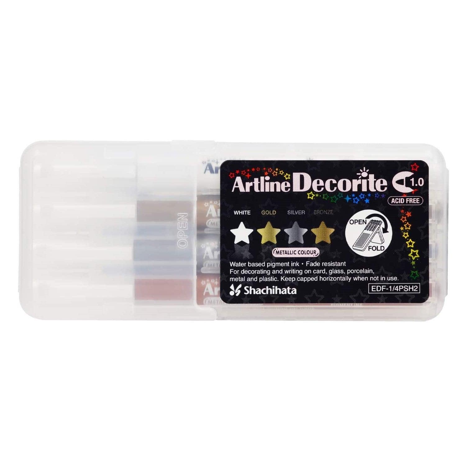 (Pre-Order) SHACHIHATA Artline 1mm Deco Light Round 1 4 Color Set EDF-1/4PSH - CHL-STORE 
