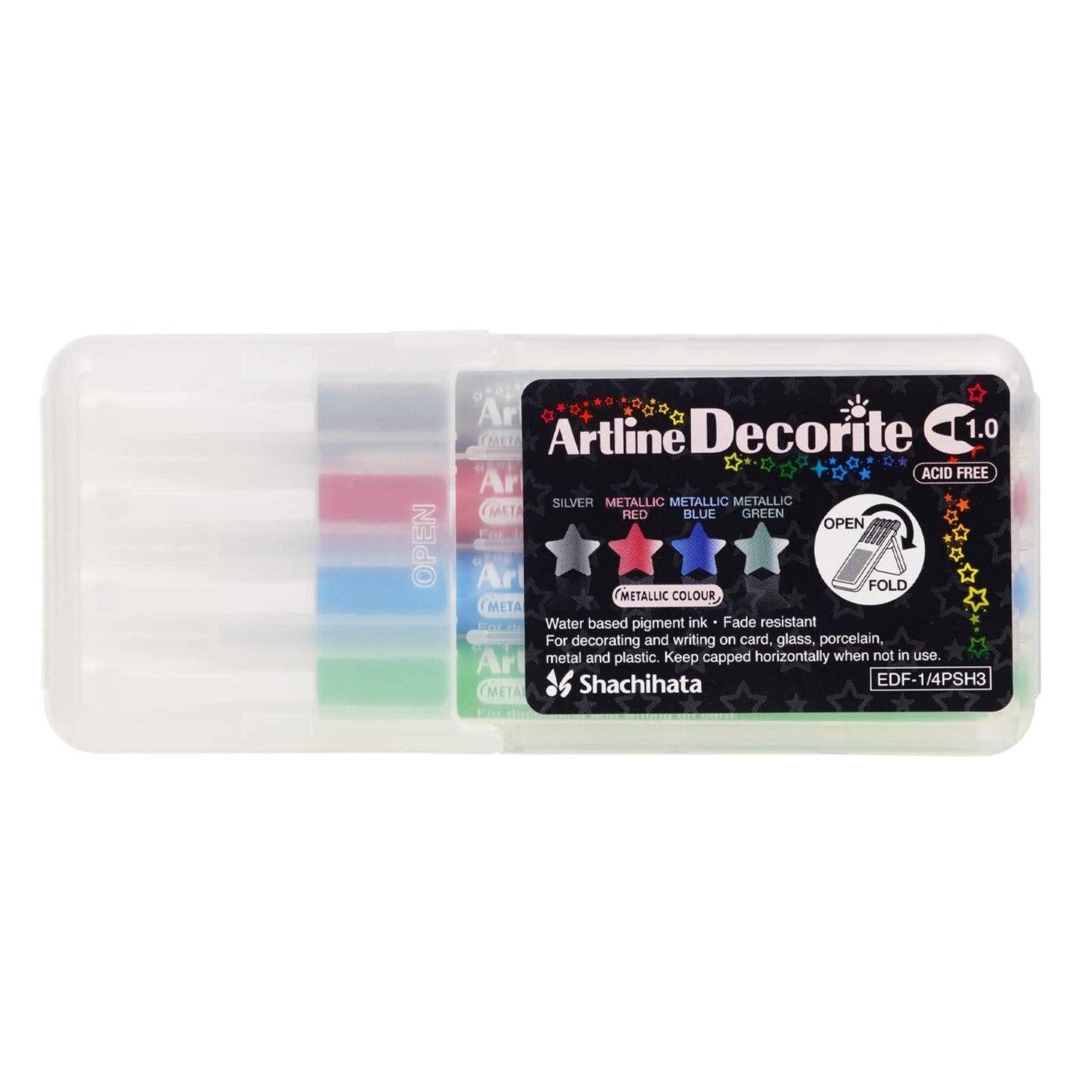 (Pre-Order) SHACHIHATA Artline 1mm Deco Light Round 1 4 Color Set EDF-1/4PSH - CHL-STORE 