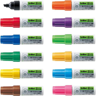 (Pre-Order) SHACHIHATA Artline 3mm 6mm Permanent Marker set Angle 6 5K-12 KR-20 - CHL-STORE 