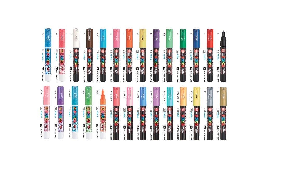 (Pre-Order) UNI POSCA arcylic paint markers, total: 28 colors, PC-1M, PC-1ML - CHL-STORE 