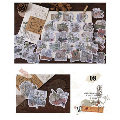 Retro stickers old-time scenery series sticker pack special-shaped sealing stickers 60 pieces NP-000003 - CHL-STORE 