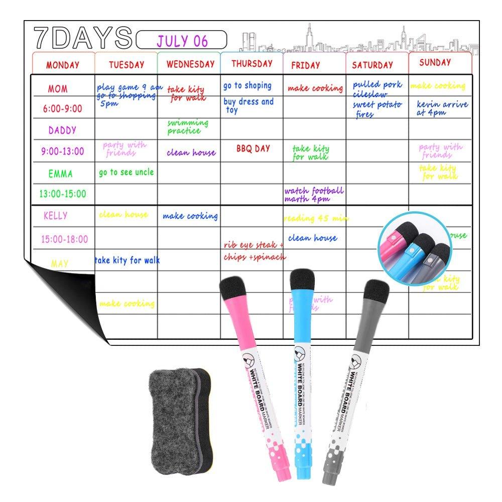 Rewritable Monthly Plan A3 Magnetic Soft Whiteboard Set 7DAYS White NP-090042 - CHL-STORE 
