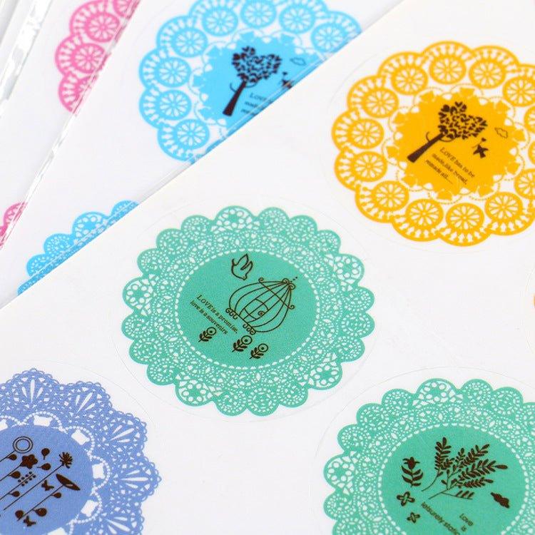Round lace style stickers sealing stickers creative stickers cute small fresh decorative stickers 10 pieces NP-H7TAM-005 - CHL-STORE 