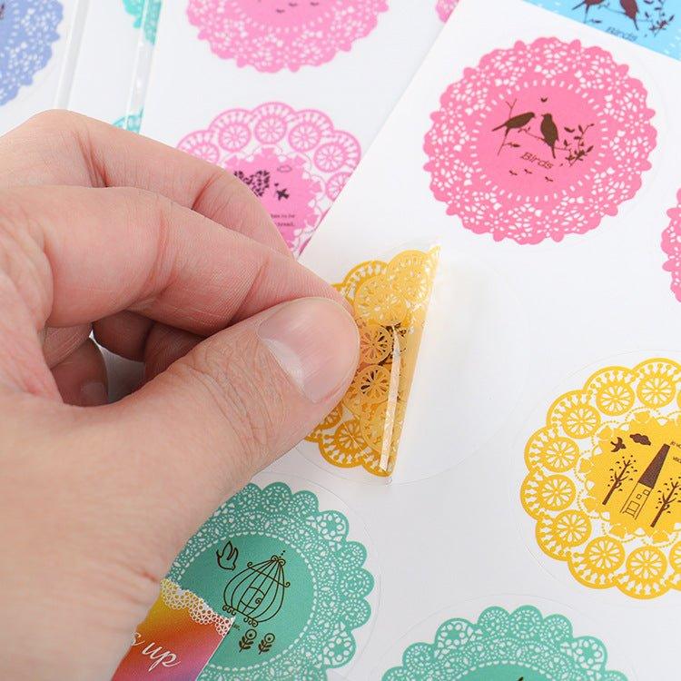 Round lace style stickers sealing stickers creative stickers cute small fresh decorative stickers 10 pieces NP-H7TAM-005 - CHL-STORE 
