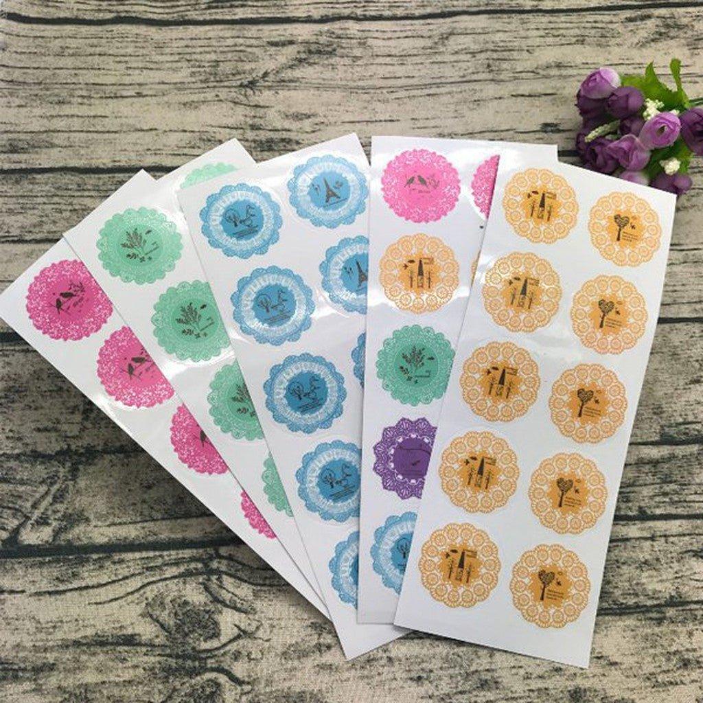 Round lace style stickers sealing stickers creative stickers cute small fresh decorative stickers 10 pieces NP-H7TAM-005 - CHL-STORE 