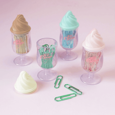 Sakamoto Funbox Color paper clip metal paper clip 20 into paper clip ice cream shape paper clip storage box - CHL-STORE 