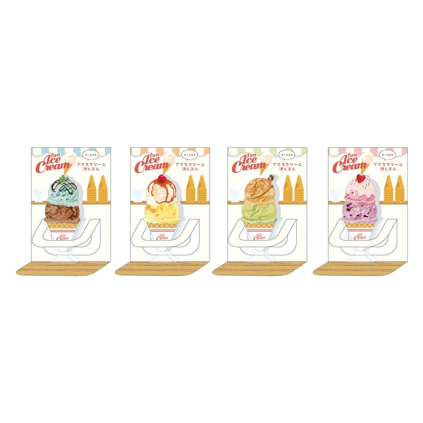 Sakamoto Funbox Double Scoop Ice Cream Shape Eraser Ice Cream Shape Eraser Ice Cream Wipe Ice Cream Eraser Simulation Food Wipe - CHL-STORE 