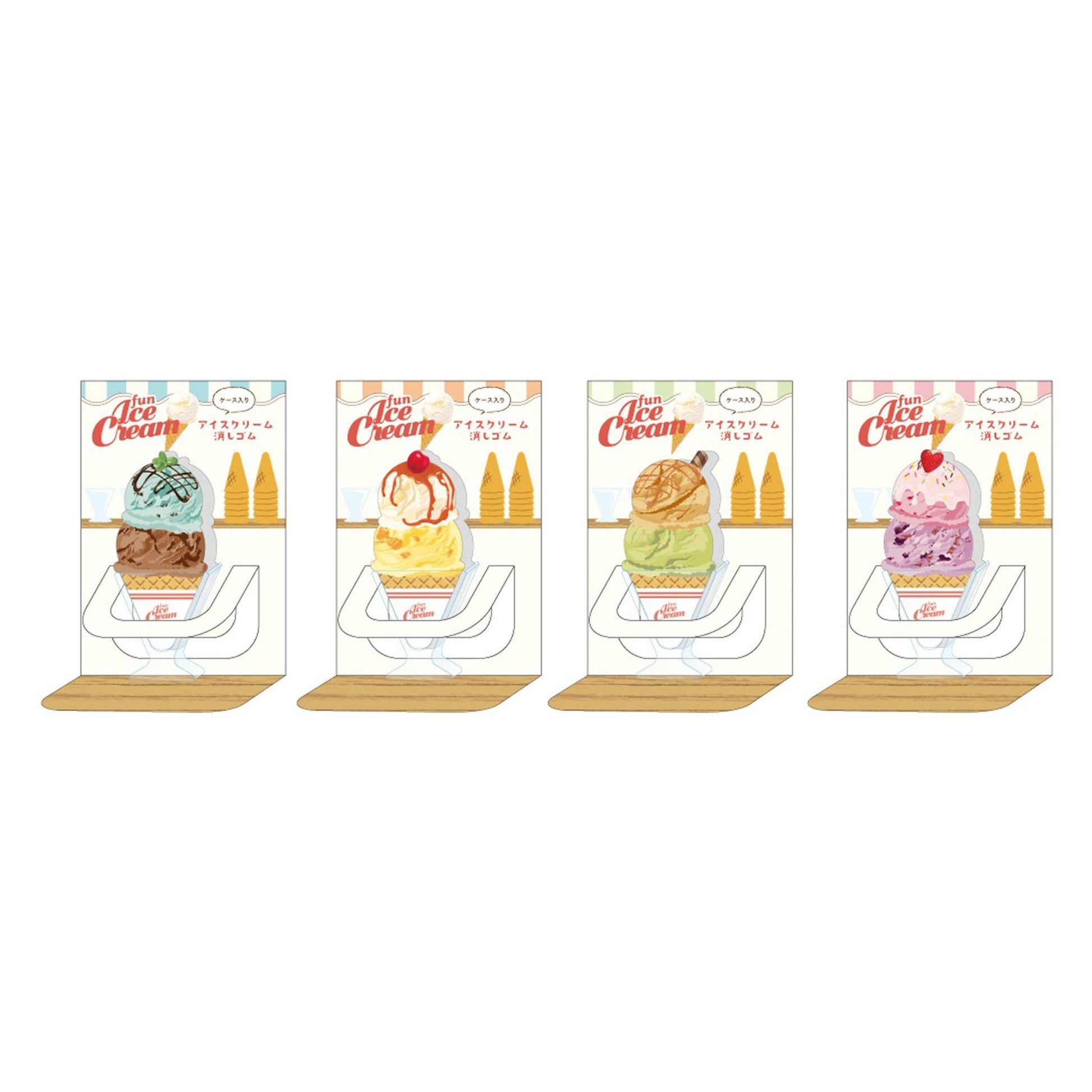 Sakamoto Funbox Double Scoop Ice Cream Shape Eraser Ice Cream Shape Eraser Ice Cream Wipe Ice Cream Eraser Simulation Food Wipe - CHL-STORE 