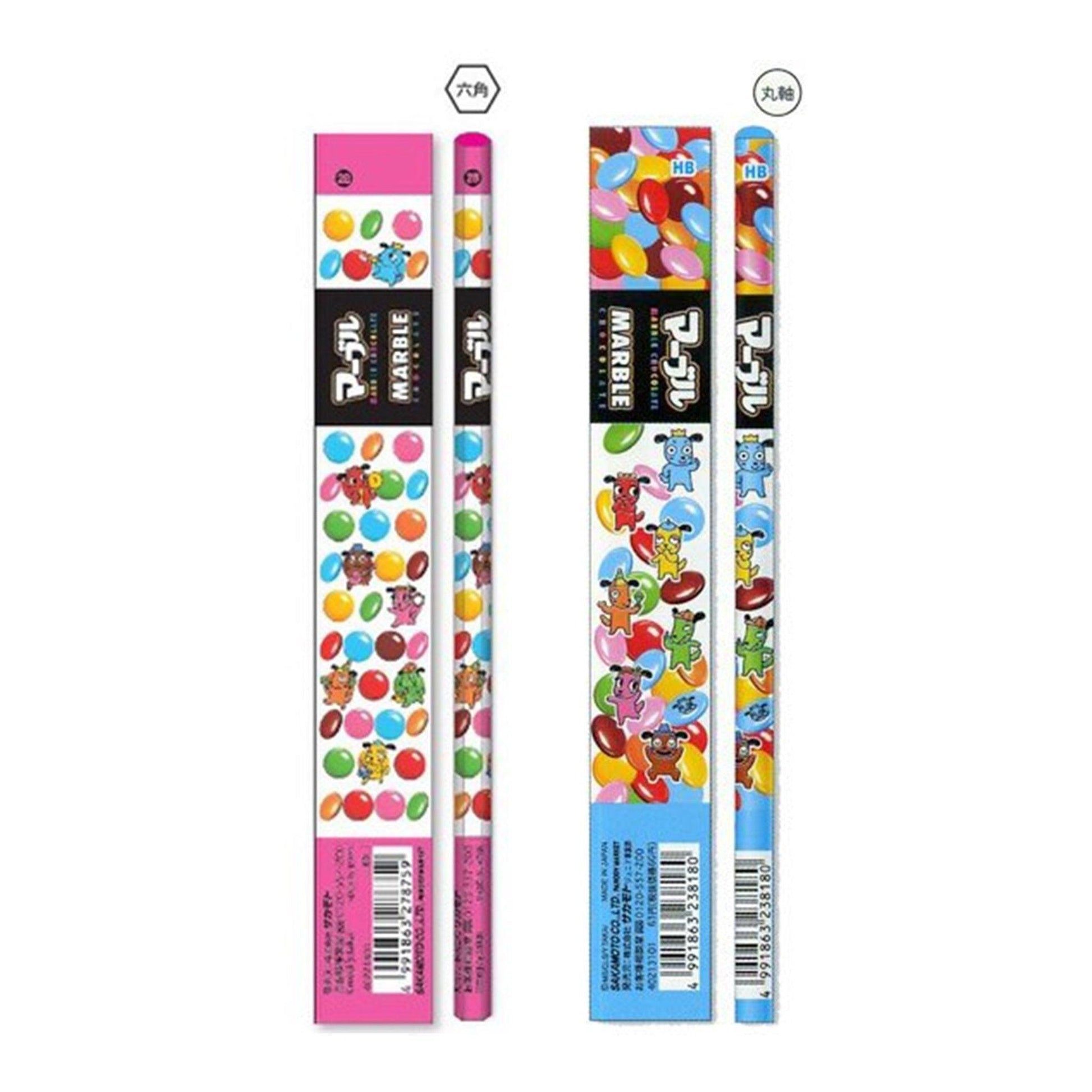 Sakamoto MARBLE Japan Meiji Chocolate Pencil Hexagonal Shaft Pencil Round Shaft Pencil School-aged Pencil Pencil Cover 5pcs 2B HB - CHL-STORE 