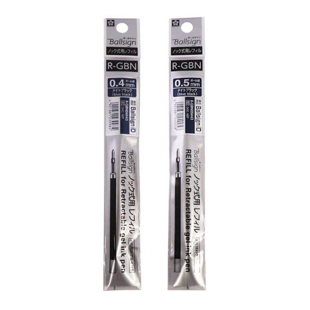 Sakura R-GBN0 Ballsign ID 0.4 0.5 Gel Pen Retro Refill GBN04 GBN05 Light Grey Dark Grey Stainless Steel - CHL-STORE 