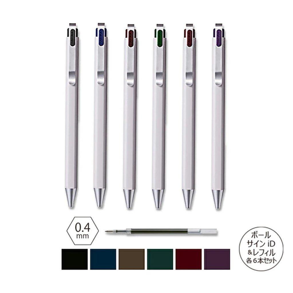 Sakura R-GBN0 Ballsign ID 0.4 0.5 Gel Pen Retro Refill GBN04 GBN05 Light Grey Dark Grey Stainless Steel - CHL-STORE 