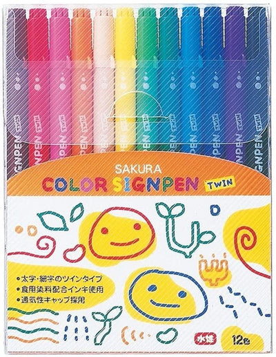 SAKURA SK-T12 Children's Drawing Series Food Dyes Color Double-ended Pen Marking Pen Paint Pen - CHL-STORE 