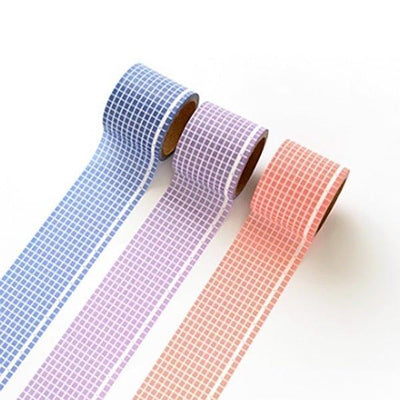 Salt wide grid washi tape Solid color square Decorative material NP-000159 - CHL-STORE 