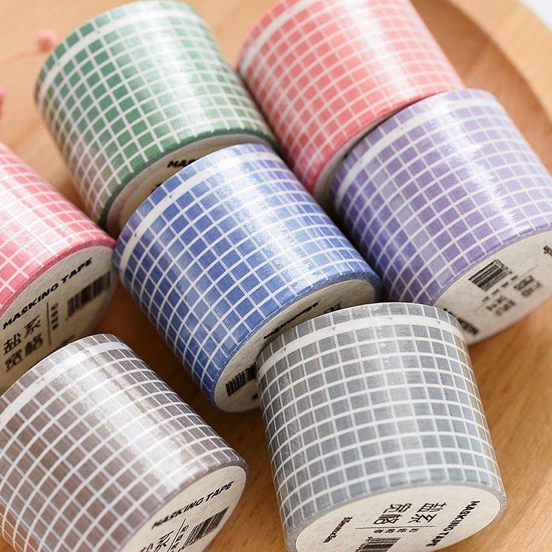 Salt wide grid washi tape Solid color square Decorative material NP-000159 - CHL-STORE 