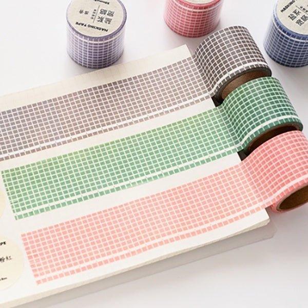 Salt wide grid washi tape Solid color square Decorative material NP-000159 - CHL-STORE 