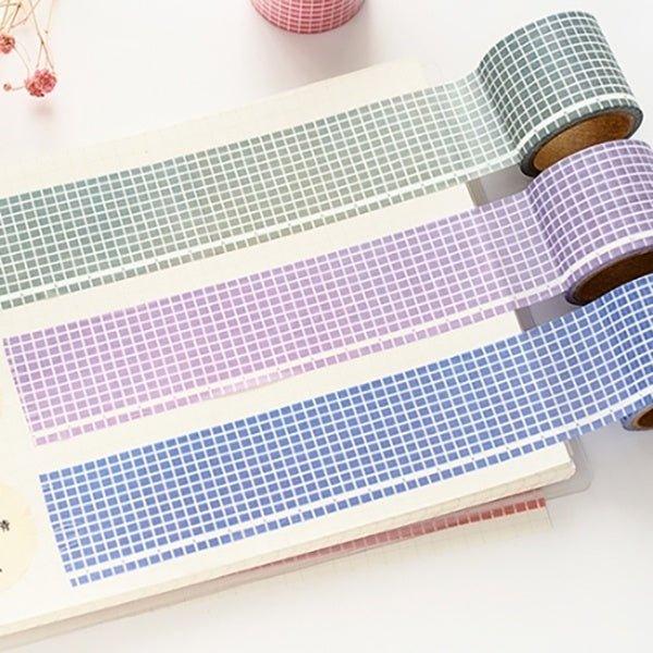 Salt wide grid washi tape Solid color square Decorative material NP-000159 - CHL-STORE 