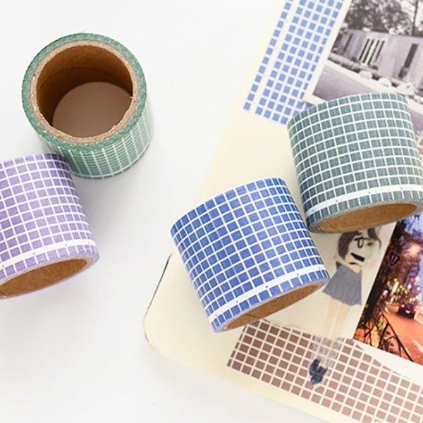 Salt wide grid washi tape Solid color square Decorative material NP-000159 - CHL-STORE 
