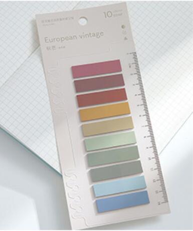 See Eslite Retro Color Index Stickers Notes 200 Sheets Ruler NP-000019 - CHL-STORE 