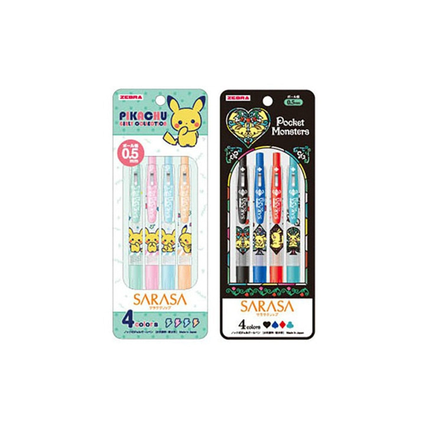 Showa note x ZEBRA NO.86072800 SARASA 0.5mm Pikachu Pok?‡mon Gel Pen Ball Pen Four-color Set - CHL-STORE 