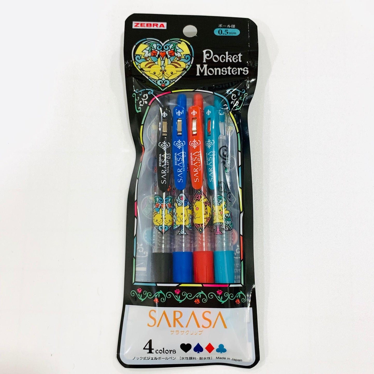 Showa note x ZEBRA NO.86072800 SARASA 0.5mm Pikachu Pok?‡mon Gel Pen Ball Pen Four-color Set - CHL-STORE 