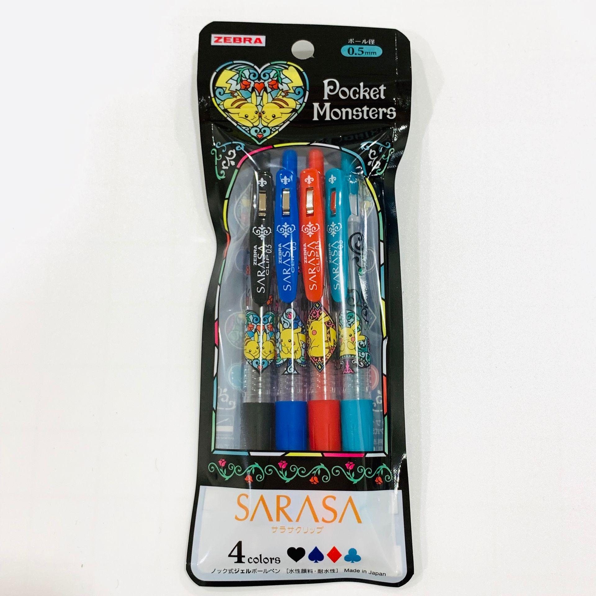 Showa note x ZEBRA NO.86072800 SARASA 0.5mm Pikachu Pok?‡mon Gel Pen Ball Pen Four-color Set - CHL-STORE 