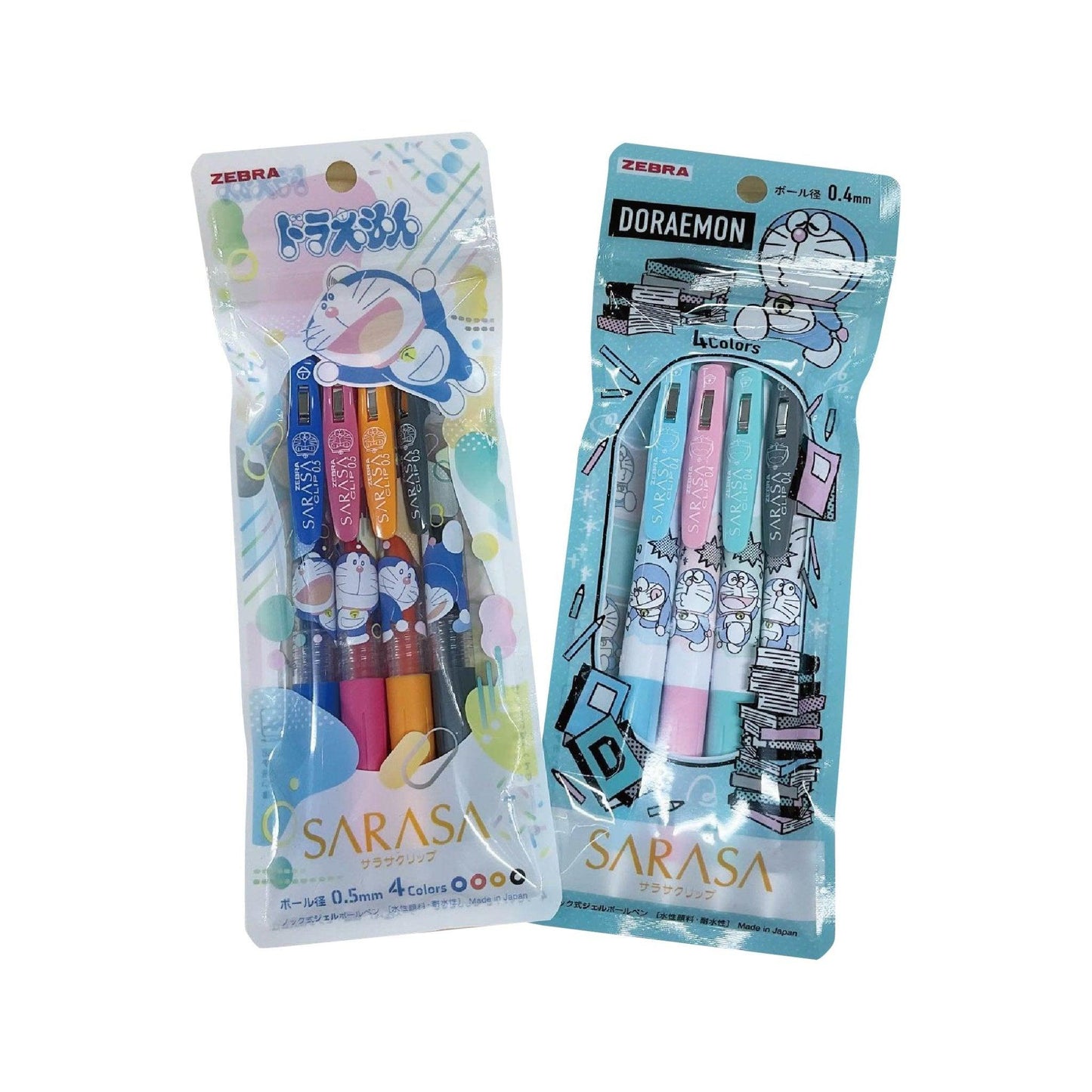 SHOWA NOTE X ZEBRA SARASA 0.5MM Gel Pen 4 Color Set Pikachu Doraemon Set - CHL-STORE 