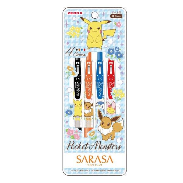 SHOWA NOTE X ZEBRA SARASA 0.5MM Gel Pen 4 Color Set Pikachu Doraemon Set - CHL-STORE 
