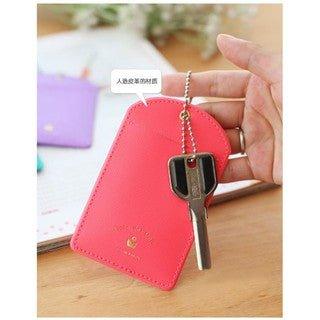 Simple Candy Color Leather Card Holder ID Holder Easy Card Holder Casual Storage Clip Key Ring NP-H7TAF-904 - CHL-STORE 