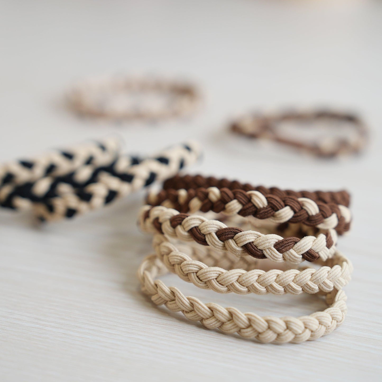SIMPLE HIGH-GRADE ELASTIC EARTH TONE WIDE TWIST BRAIDED HAIR RING AC000021 - CHL-STORE 