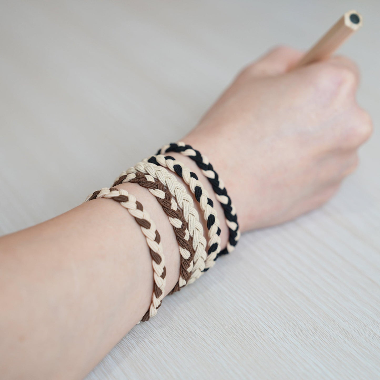 SIMPLE HIGH-GRADE ELASTIC EARTH TONE WIDE TWIST BRAIDED HAIR RING AC000021 - CHL-STORE 