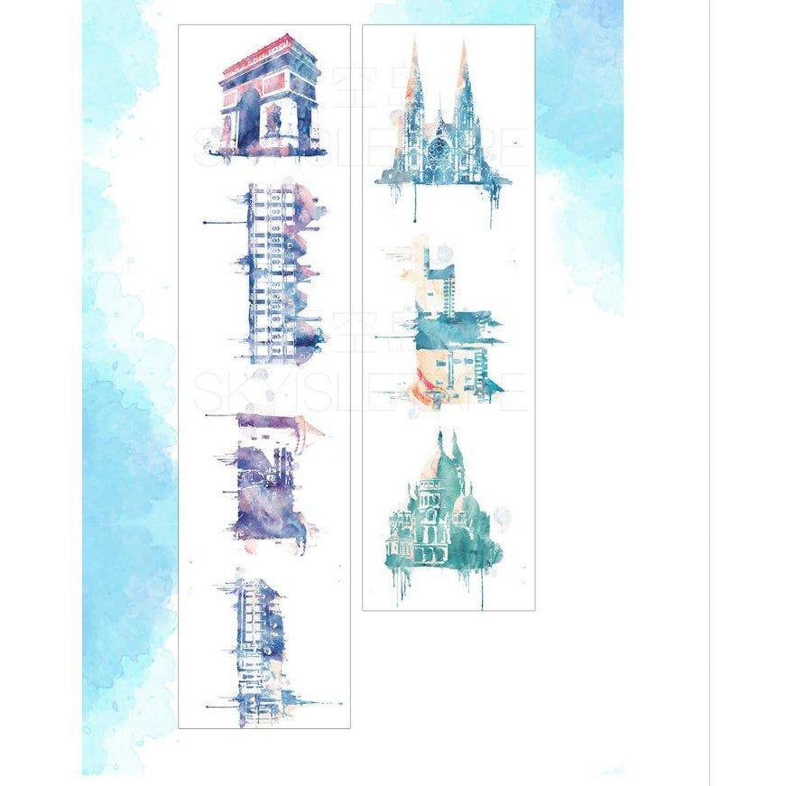 Sky Island Watercolor World Passing By the Whole World Travel Arcitecture Landmarks Color Washi Tape Paper Tape NP-H7TAY-0304 - CHL-STORE 