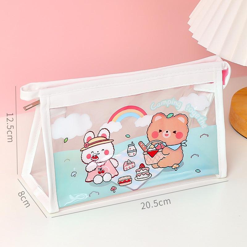 Storage Bag Cosmetics Pen Pencil Transparent Large Capacity Japanese Triangle Creative Stationery Office Student Multifunctional Youth Durable Portable NP-020038 - CHL-STORE 