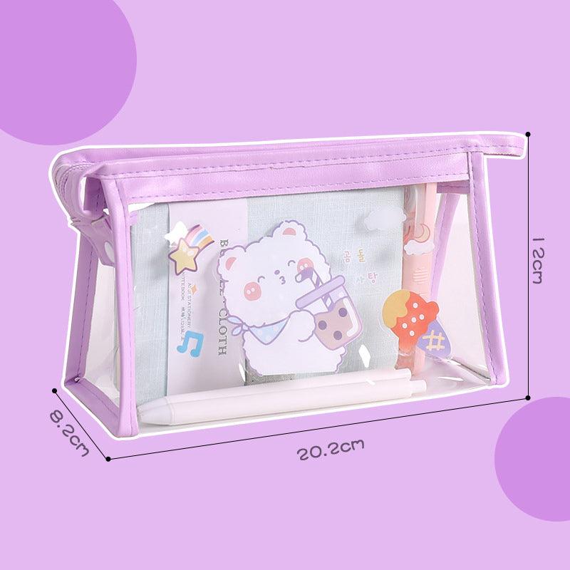 Storage Bag Cosmetics Pen Pencil Transparent Large Capacity Japanese Triangle Creative Stationery Office Student Multifunctional Youth Durable Portable NP-020038 - CHL-STORE 