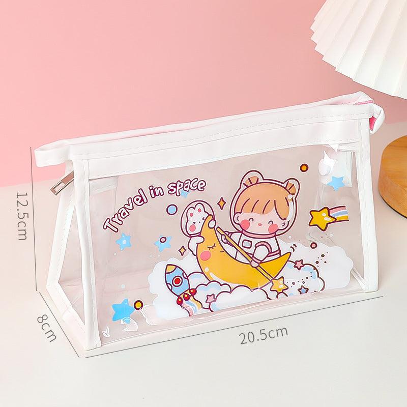 Storage Bag Cosmetics Pen Pencil Transparent Large Capacity Japanese Triangle Creative Stationery Office Student Multifunctional Youth Durable Portable NP-020038 - CHL-STORE 